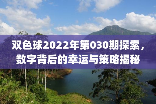 双色球2022年第030期探索，数字背后的幸运与策略揭秘